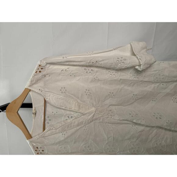 White Eyelet Long Sleeve Blouse Christian Siriano Size Small - Picture 3 of 7